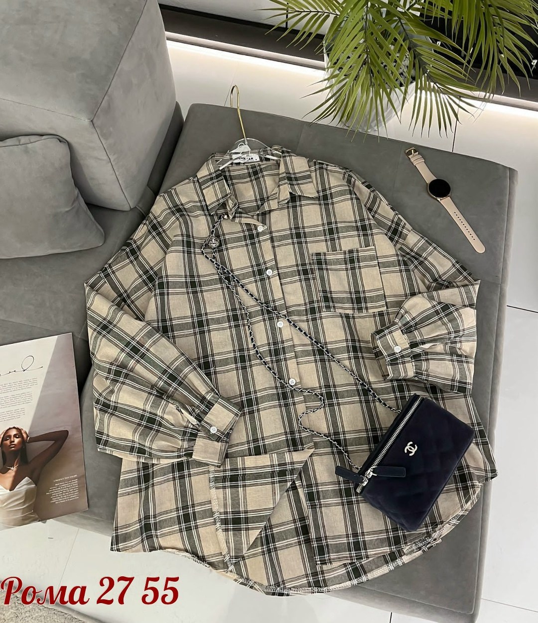 рубашка женская в клетку оверсайз,рубашка оверсайз в клетку thirteen brand,женская рубашка,рубашка в клетку,рубашка