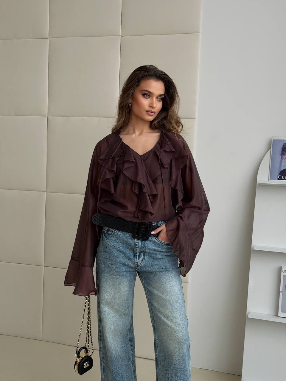 блузка шифоновая на завязках с воланами,шифоновая блузка,блузка с рюшами,блузка из шифона,блузка из вискозы с оборками love republic