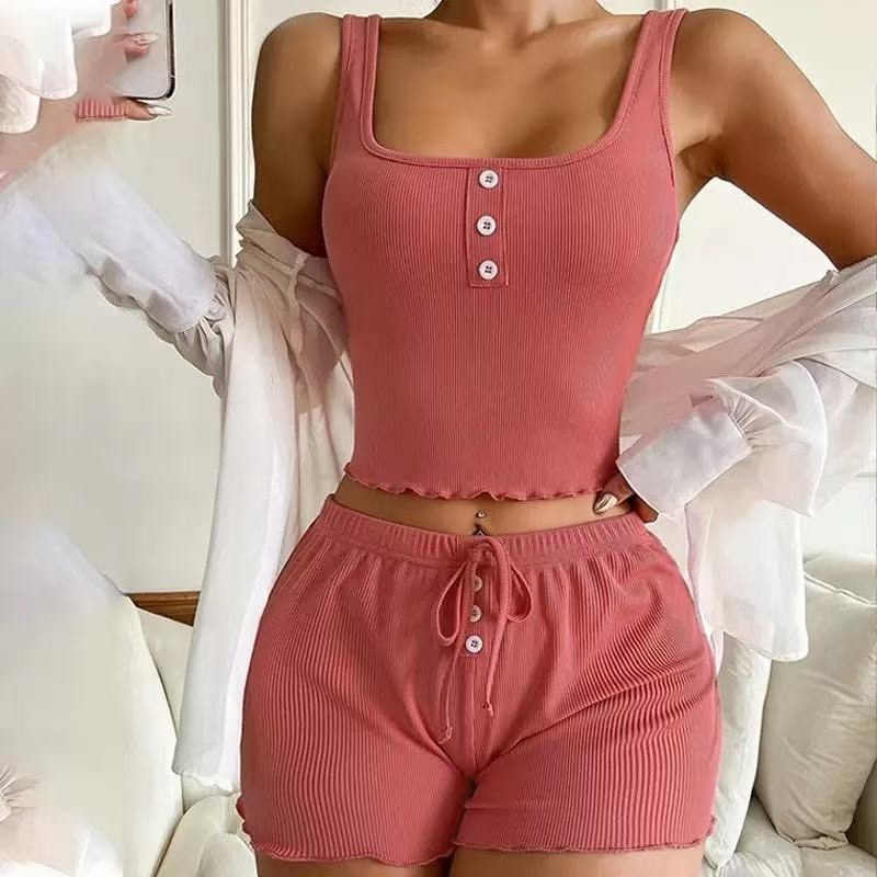 летний однотонный пижамный комплект для женщин,пижама в рубчик женская с шортами,пижама женская с шортами и топ,пижама женская комплект,женские пижамные комплекты