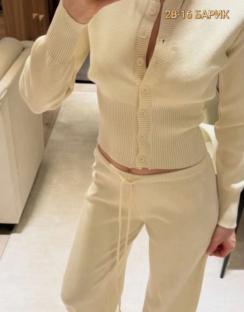 женский костюм,костюм двойка с брюками и кофтой top wear цвет сливочный молочный,костюм женский ,вязаные костюмы,костюм брючный