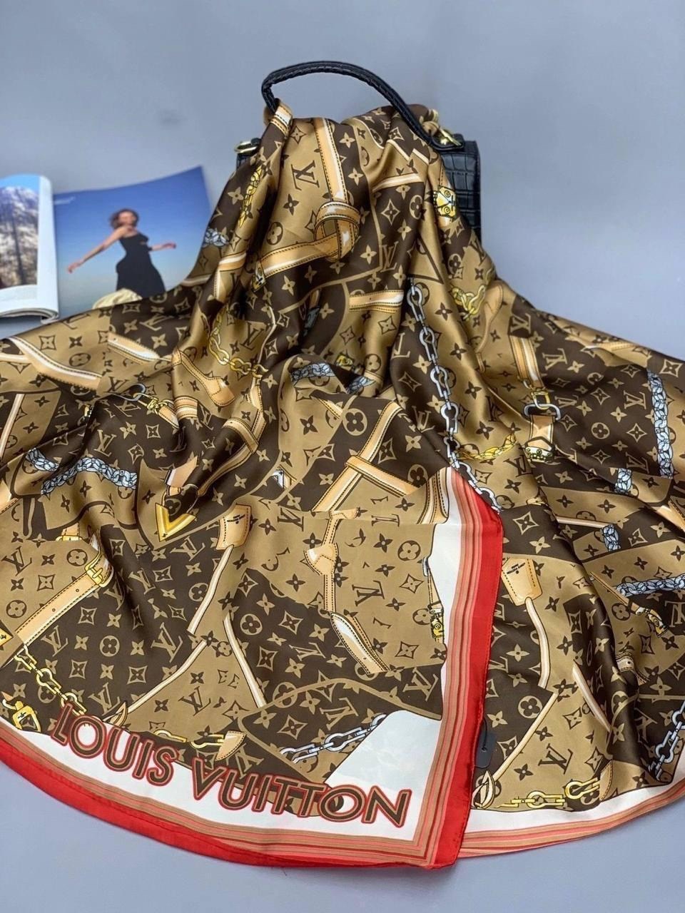 брендовый женский палантин louis vuitton,брендовый палантин,шарф шелковый,брендовый платок,шелковые платки