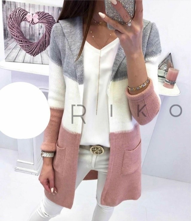 кардиган стильный,женский кардиган 7507 трехцветный+капюшон,модные кардиганы,кардиган,кардиган женский