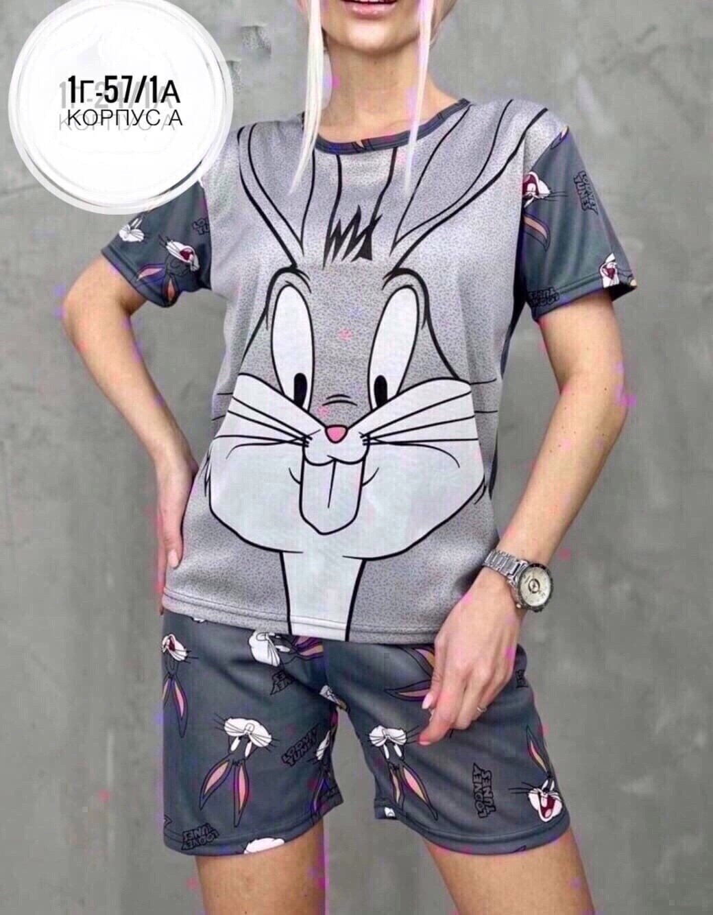 пижама кролик,пижама ,пижама женская темно-серая,пижама,одежда с изображением кролика