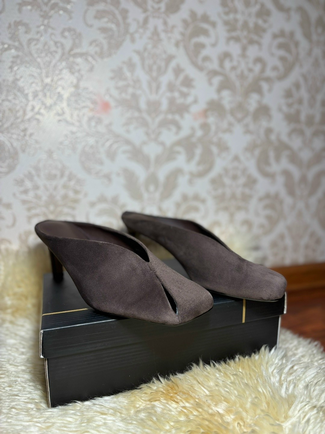 ,замшевые мюли,мюли kitten heel,женская ,женские мюли