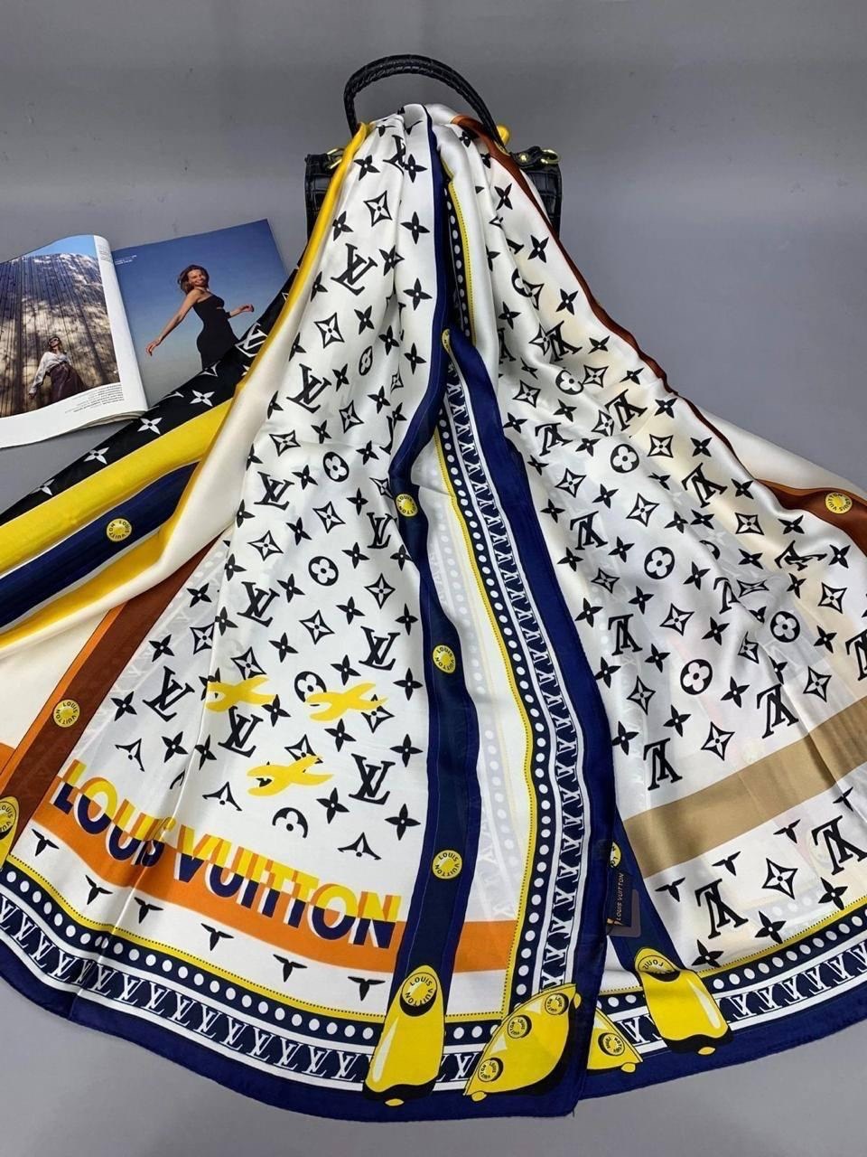 брендовый женский палантин louis vuitton,брендовый палантин,шарф шелковый,брендовый платок,шелковые платки