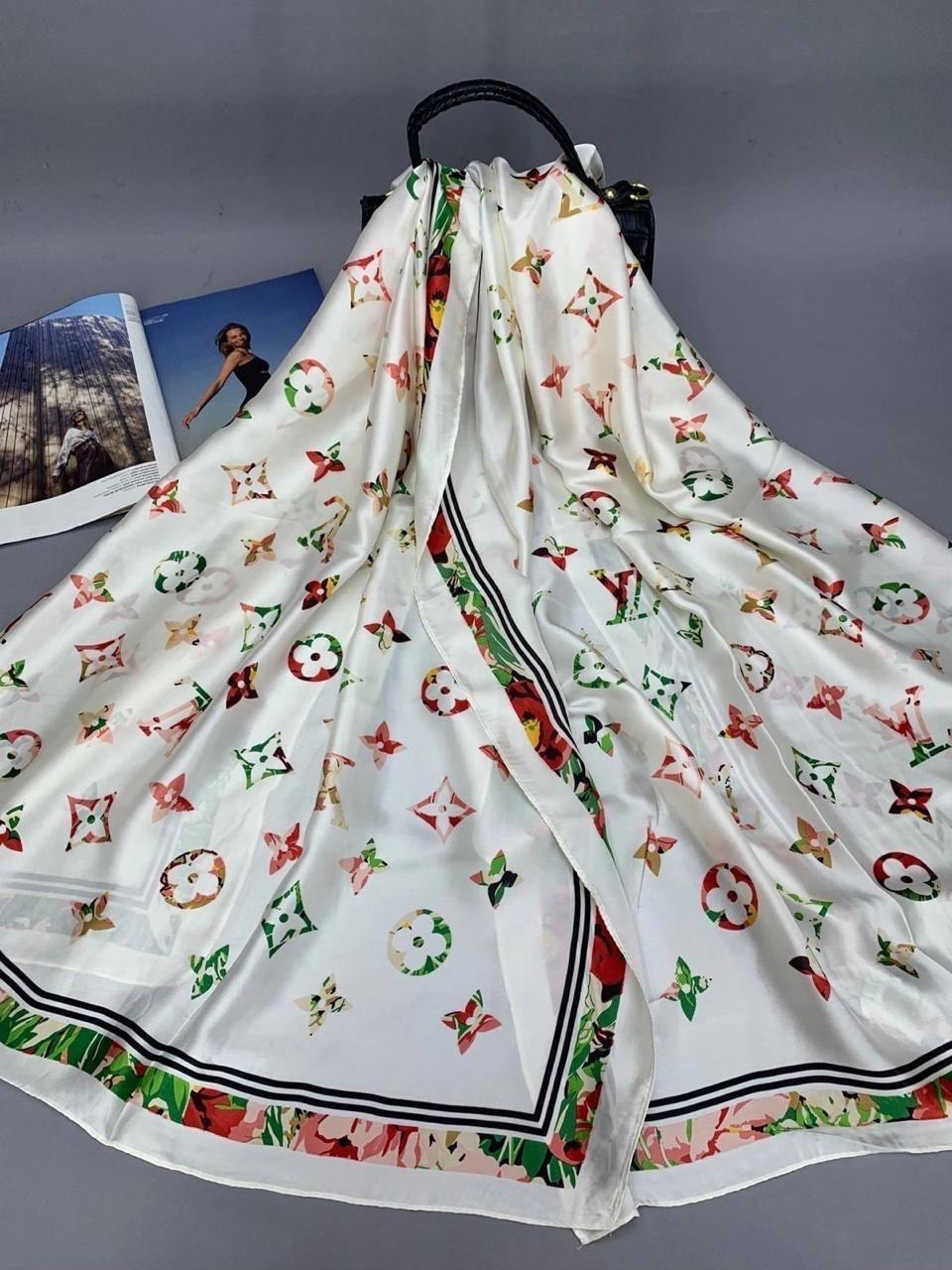 брендовый женский палантин louis vuitton,брендовый палантин,шарф шелковый,брендовый платок,шелковые платки