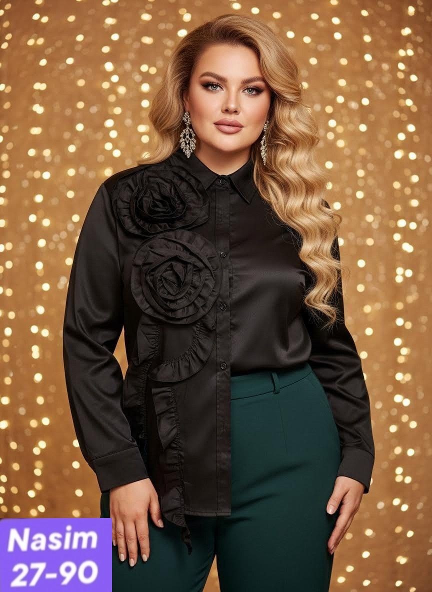 блузка нарядная,блуза повседневная,нарядная блуза,блуза большие размеры,блуза ramonki 620-059 черный_шифон