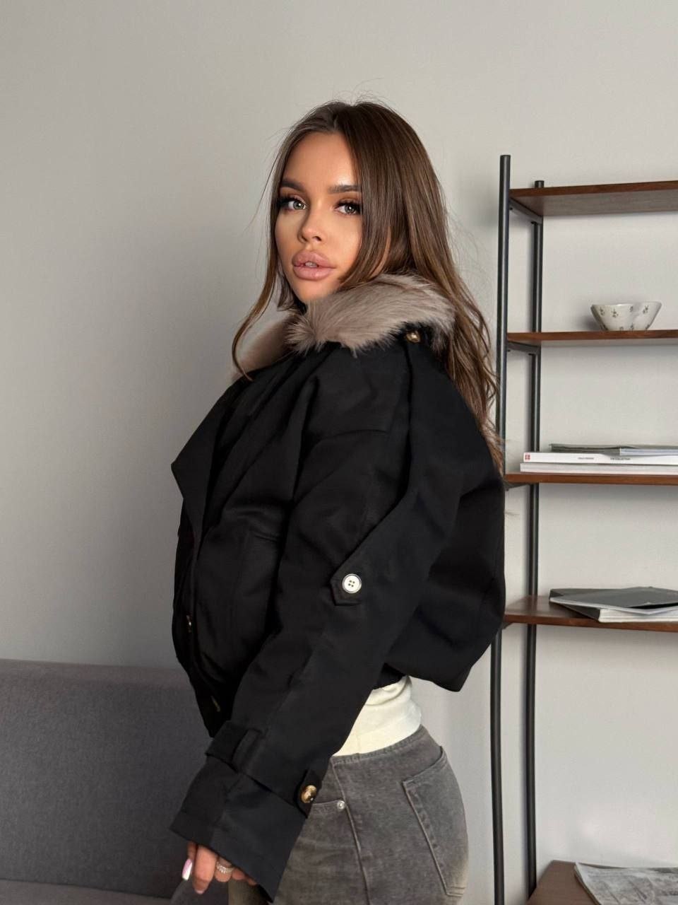 куртка с мехом,меховая куртка,женская парка на натуральном меху укороченная куртка с лисьим мехом,женский пуховик из лисьего меха 2026,теплая куртка