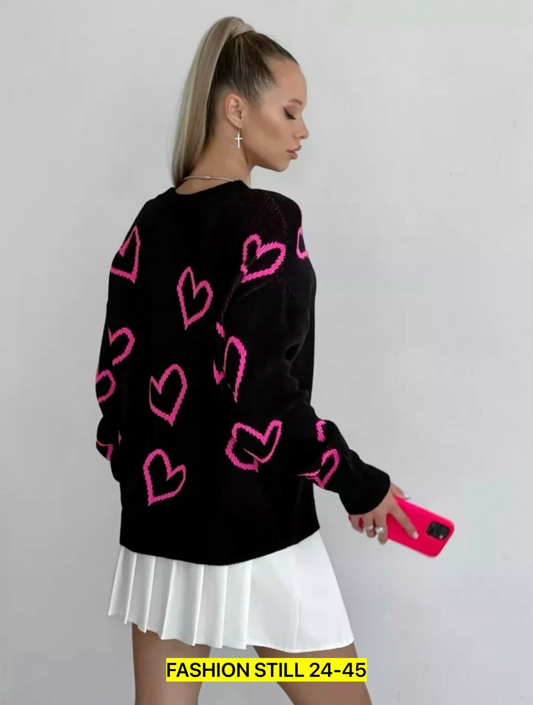 свитер с сердечками,джемпер с сердечками,shein qutie heart pattern drop shoulder sweater,свитер с узорами,модные свитера
