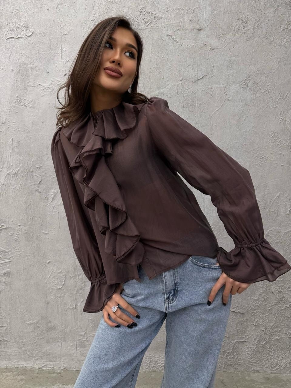 блузка с рюшами,блузка с оборками,блузка нарядная с воланами и рюшами emberens цвет розовый,блуза из шифона с рюшами,блузка нарядная