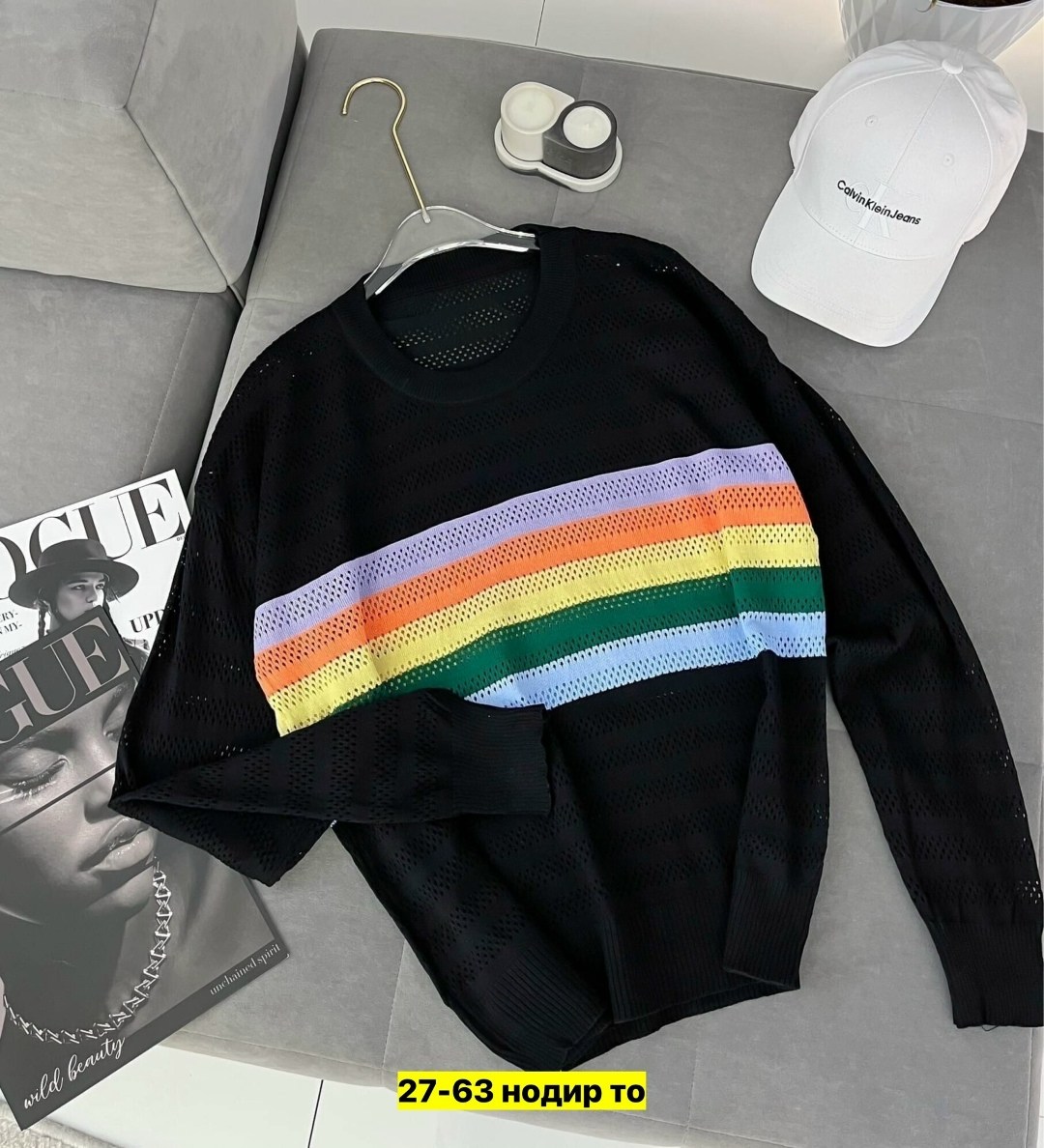 радужный свитер,модные свитера,свитер,свитер в полоску,трикотажный свитер