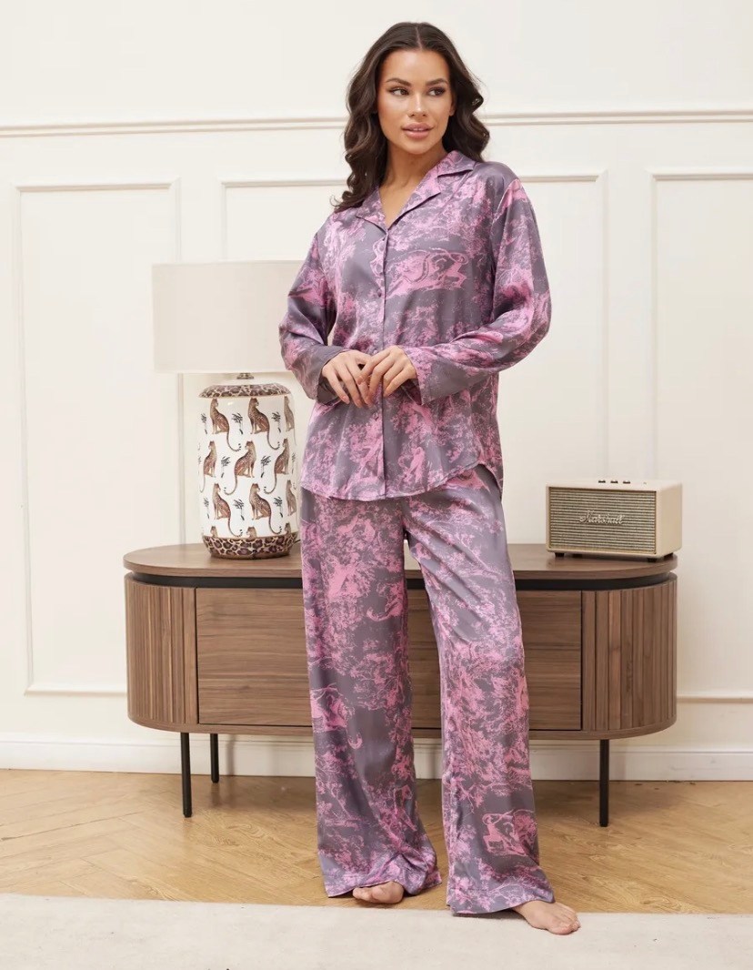 миа аморе пижама шелк,шелковая пижама с брюками,миа миа пижама шелк,комплект mia-amore из принтованного смесового шёлка,пижама женская