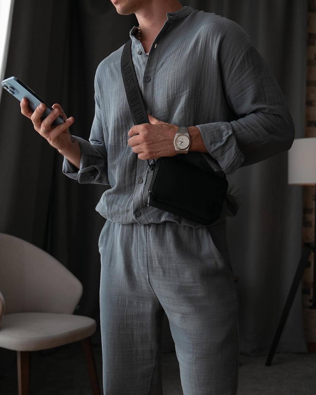 костюм летний с брюками и рубашкой муслин win fashion цвет серый,костюм летний с брюками и рубашкой муслин win fashion 223814253,мужской костюм двойка,костюм двойка для мужчин лен,мужской летний костю