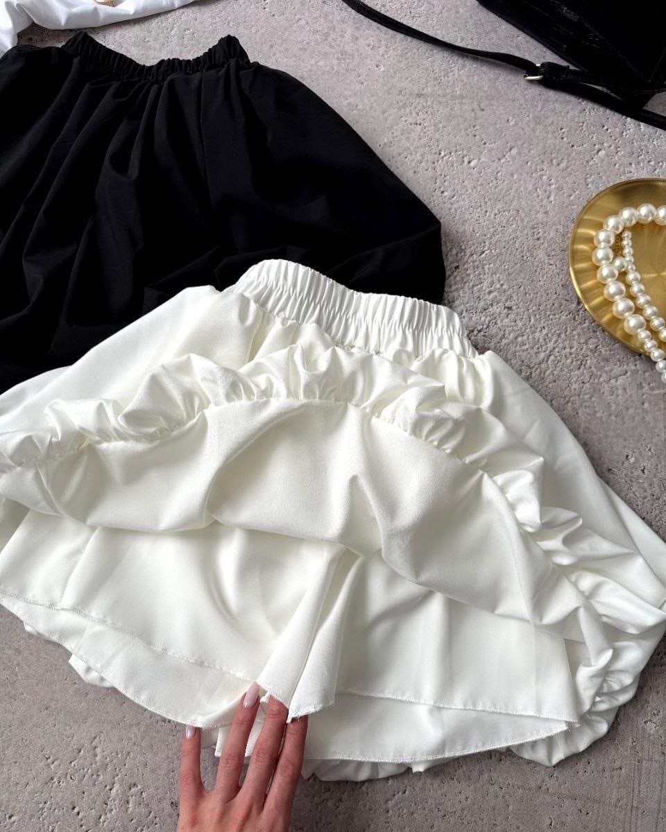 стильная юбка,юбки женские,белая юбка короткая,юбка с оборками,юбка белая