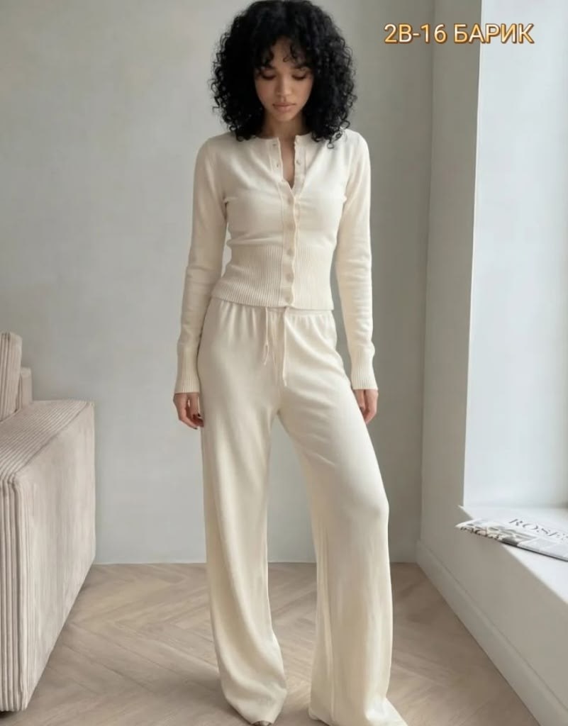 женский костюм,костюм двойка с брюками и кофтой top wear цвет сливочный молочный,костюм женский ,вязаные костюмы,костюм брючный