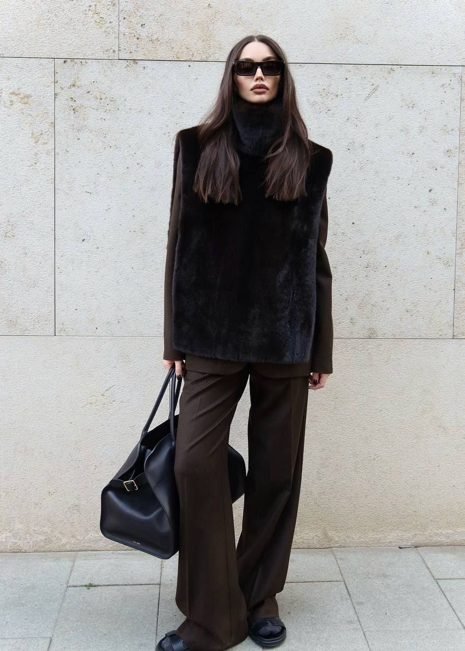 манишка меховая,меховая безрукавка,женский меховой жилет lgrq,женские меховые жилеты с высоким воротом,пушистый меховой жилет без рукавов