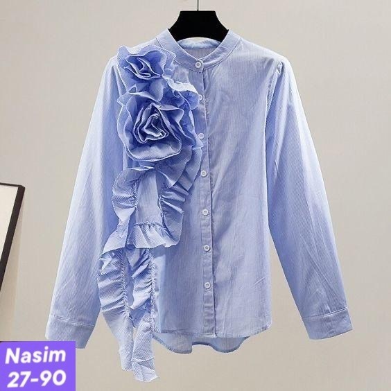 элегантная блузка,голубая блузка,блузка с оборками,блузка с рюшами,женская блузка