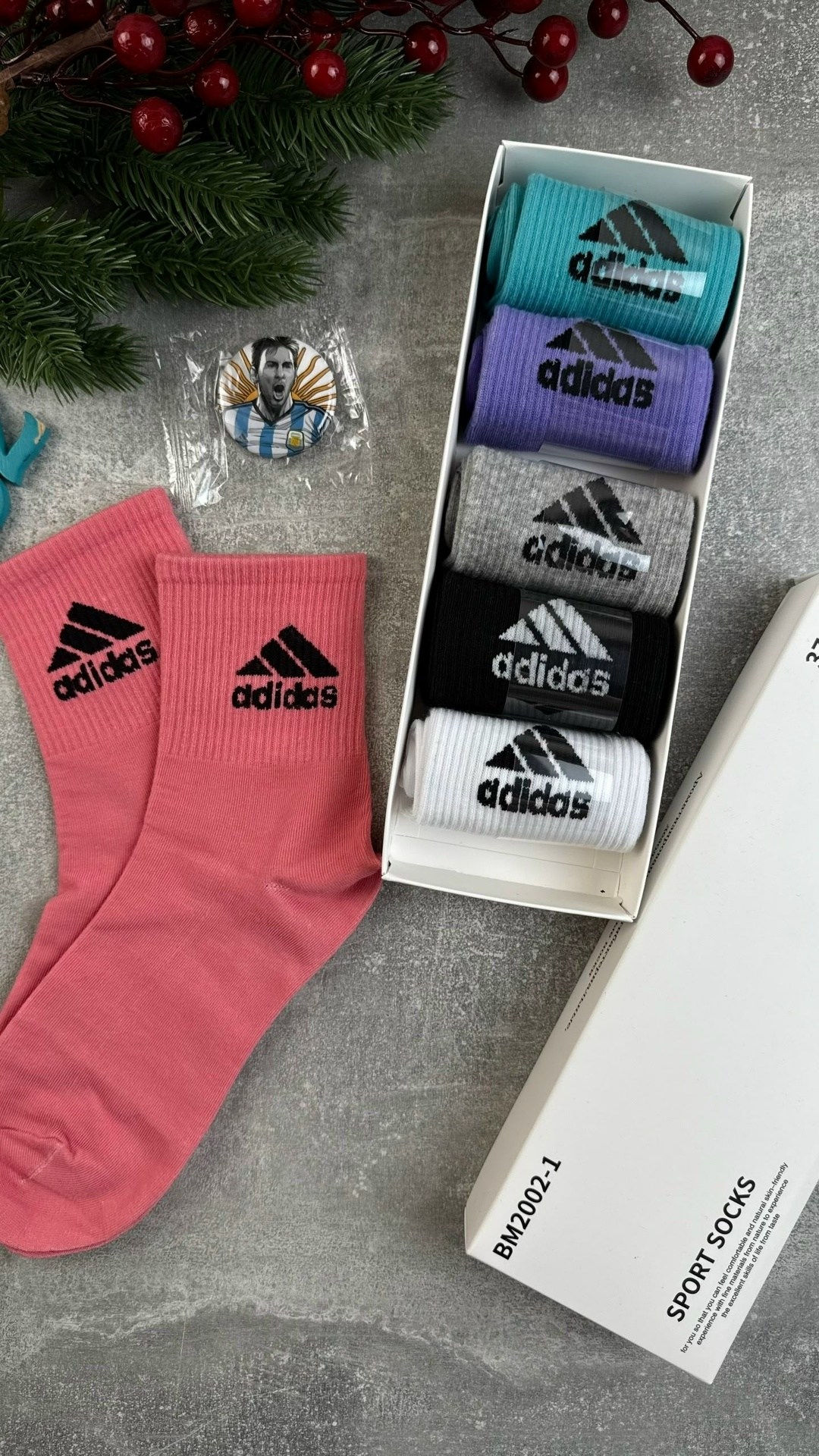 комплект носков adidas,набор носков adidas,носки adidas,носки женские adidas,носки адидас в синей коробке
