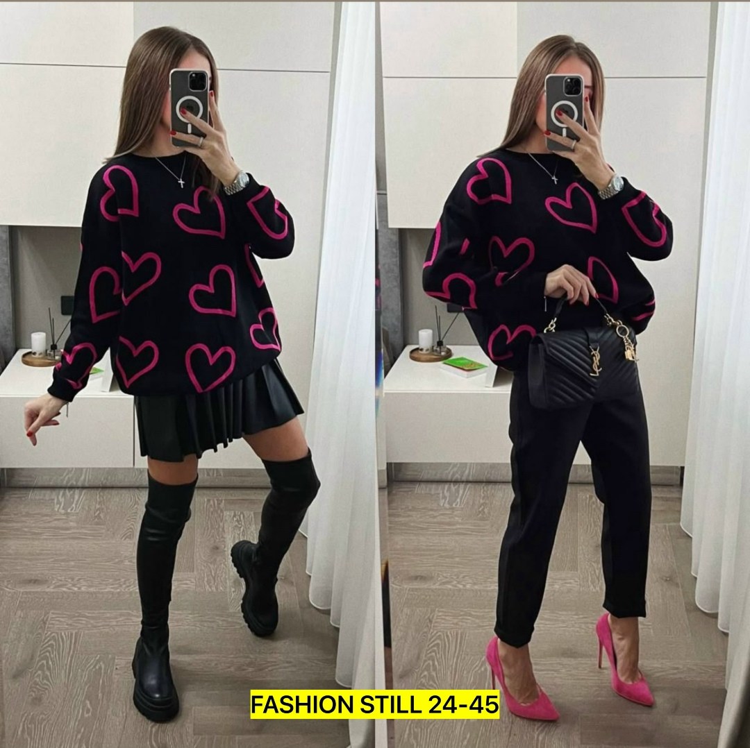 свитер с сердечками,джемпер с сердечками,shein qutie heart pattern drop shoulder sweater,свитер с узорами,модные свитера