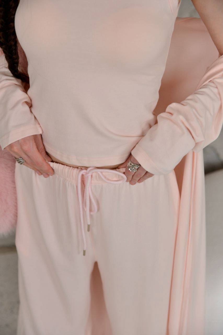 костюм тройка: кардиган, топ, брюки палаццо (плотный хлопок),стильные костюмы,костюм женский,летние костюмы,повседневный костюм