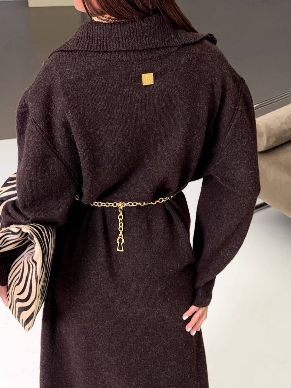 вязаное платье,коричневое платье,женское платье