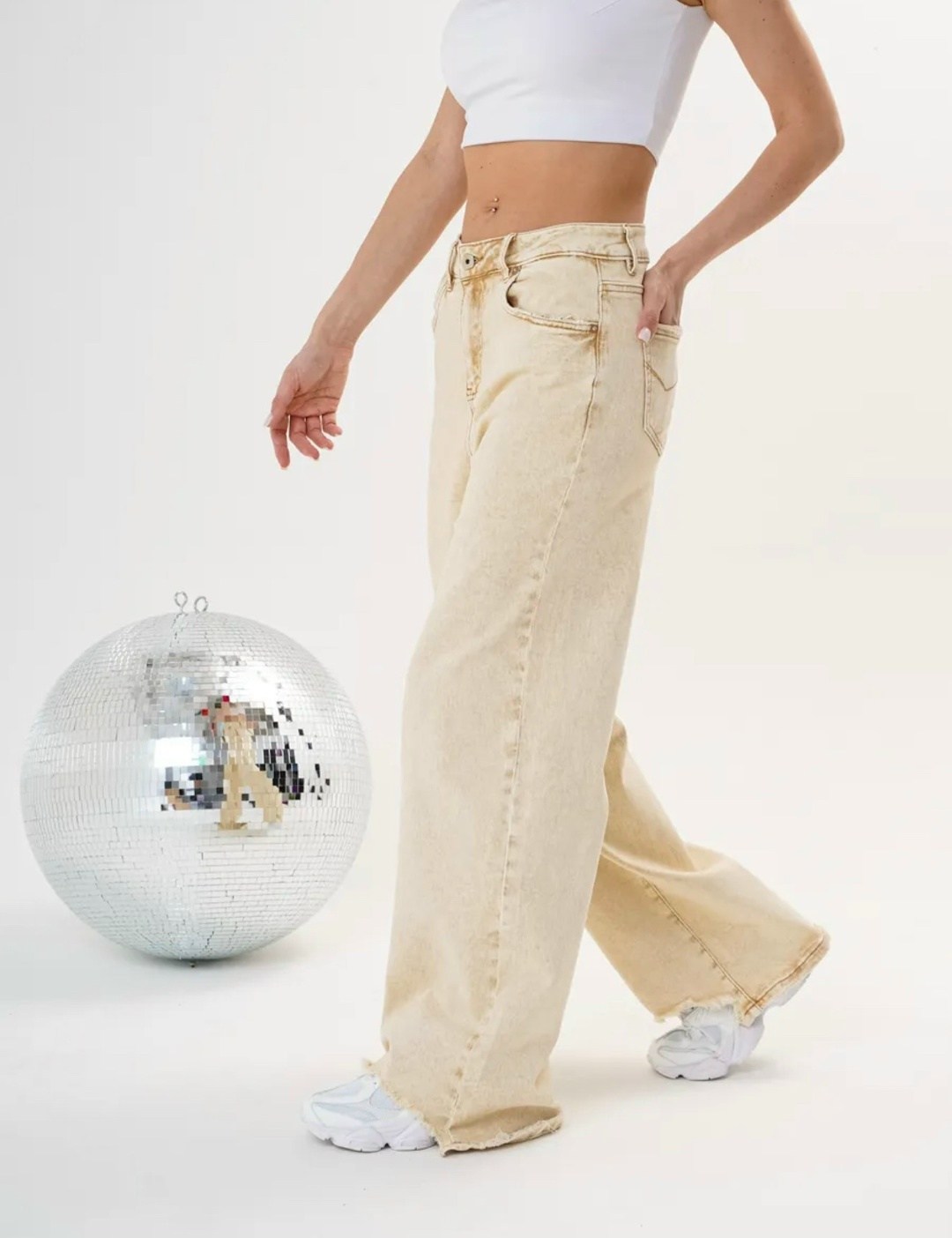 джинсы широкие с высокой посадкой lolo blues,джинсы женские бежевые,джинсы бежевые,женские джинсы,широкие джинсы