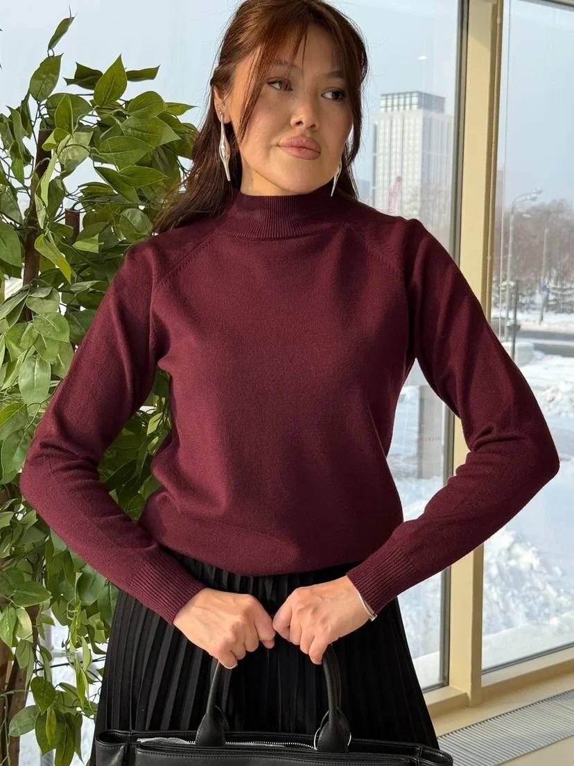 свитер romgil рв0124-ше5 темно-бордовый,джемпер romgil рв0285-ше5 ежевичный,бордовый свитер,свитер с высоким воротником,свитер женский