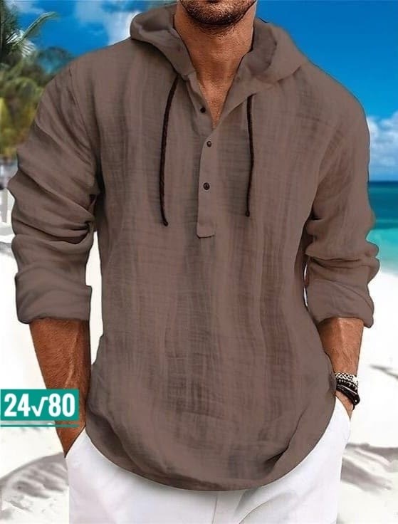 рубашка льняная мужская,рубашка мужская с капюшоном,мужская повседневная рубашка,рубашка мужская летняя,рубашка с капюшоном