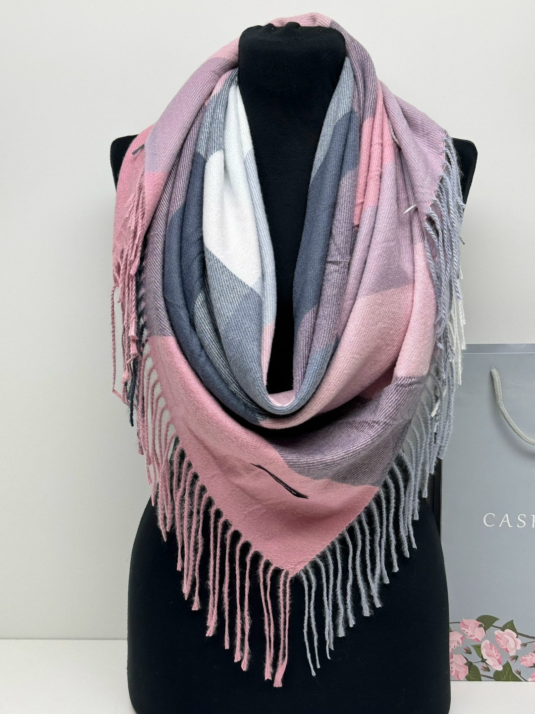 платок женский клетчатый 100*100 см. арт. 1169194,шарф платок,платок женский,теплый кашемировый платок,теплый платок