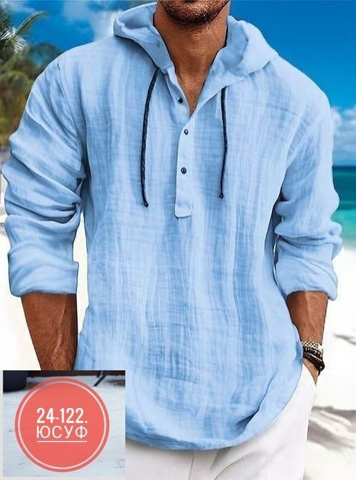 рубашка льняная мужская,рубашка мужская с капюшоном,рубашка мужская летняя,рубашка для мужчин,рубашка с капюшоном