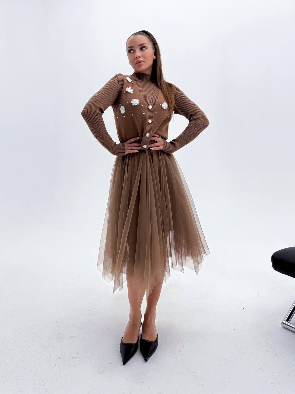 платье женское,платье со свитером,трикотажный костюм тройка,женская кофта,костюм женский