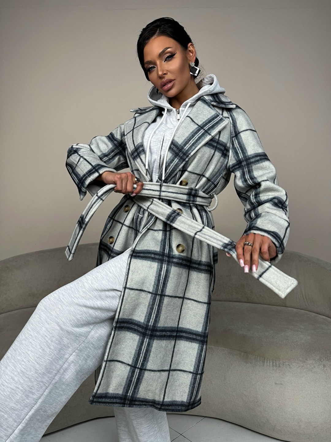 пальто в клетку,женское длинное пальто в клетку,стильное пальто,пальто оверсайз,пальто женские