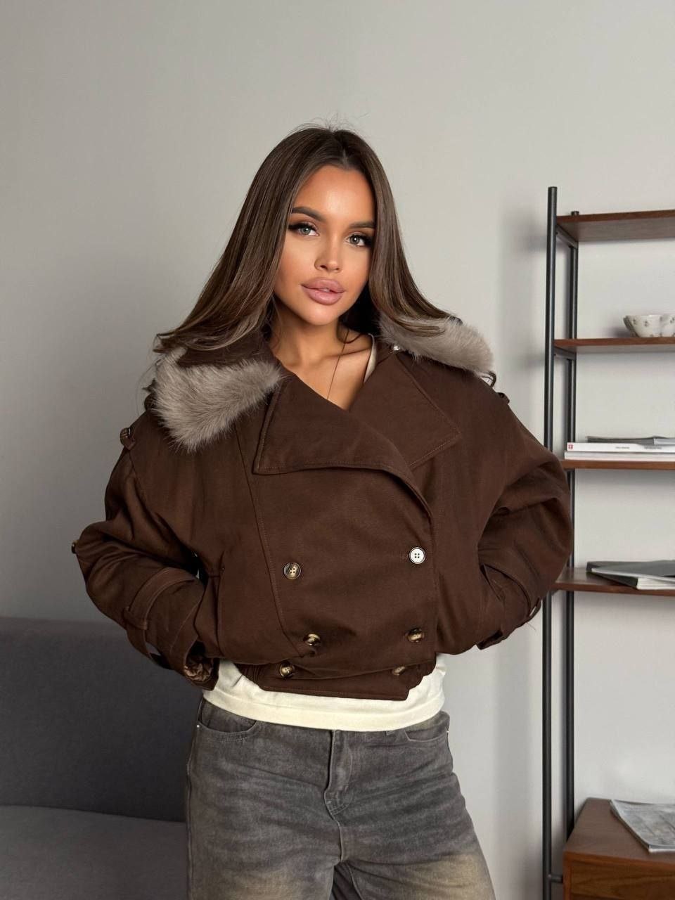 куртка с мехом,меховая куртка,женская парка на натуральном меху укороченная куртка с лисьим мехом,женский пуховик из лисьего меха 2026,теплая куртка