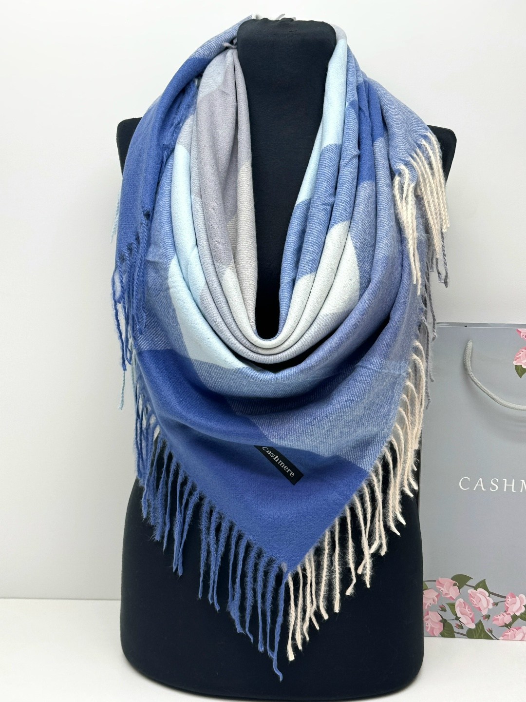 платок женский клетчатый 100*100 см. арт. 1169194,шарф платок,платок женский,теплый кашемировый платок,теплый платок