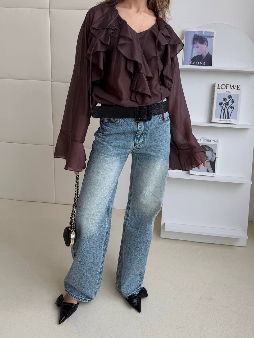 блузка шифоновая на завязках с воланами,шифоновая блузка,блузка с рюшами,блузка из шифона,блузка из вискозы с оборками love republic