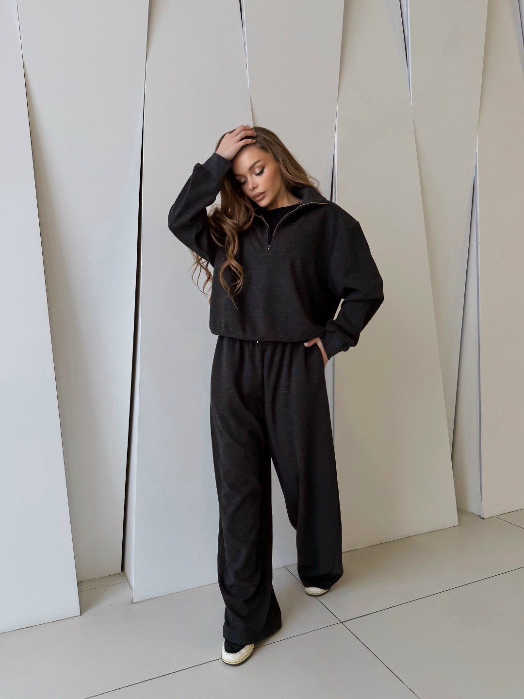 спортивный костюм оверсайз voi-fashion,брючный костюм,костюм с брюками,женский костюм с брюками,костюм брюки и кофта