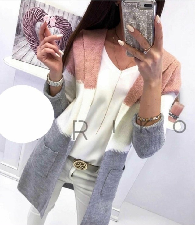 кардиган стильный,женский кардиган 7507 трехцветный+капюшон,модные кардиганы,кардиган,кардиган женский