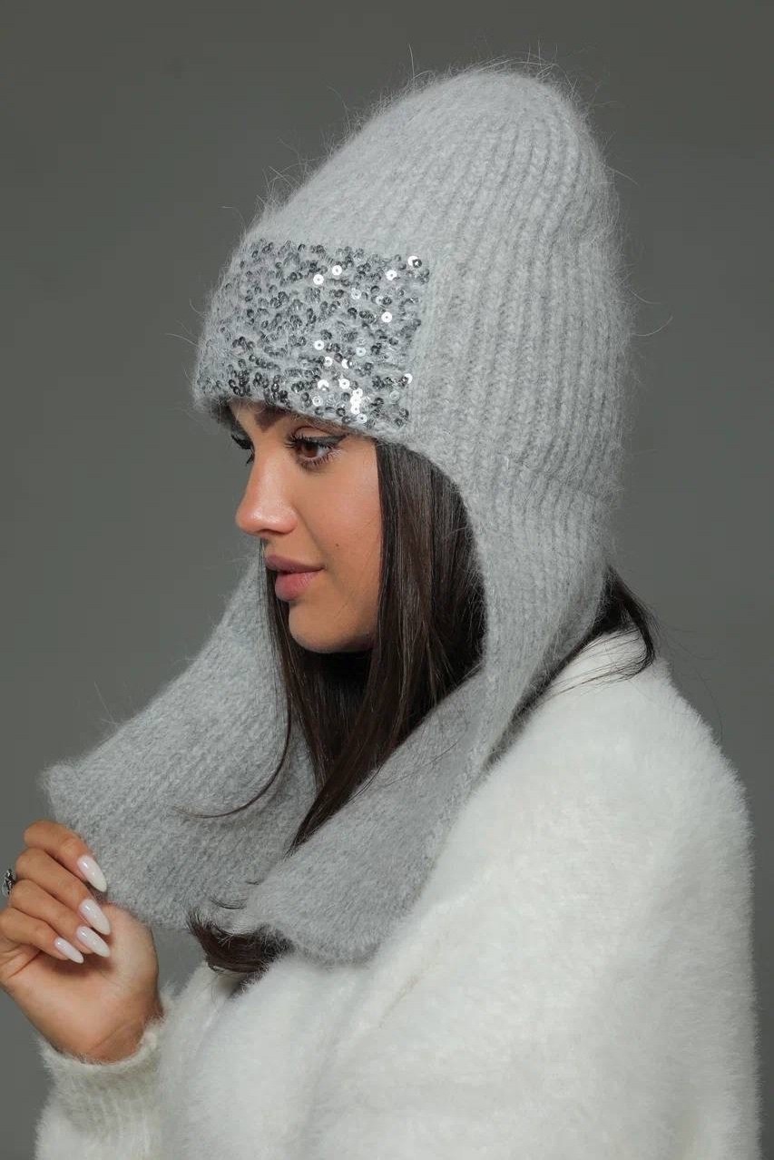 шапка с пайетками из премиальной ангоры,шапка ушанка из ангоры,шапка-ушанка из ангоры от бренда ко-ко,шапка ушанка из ангоры ко-ко 507001053,шапка ушанка из ангоры ко-ко 507001047