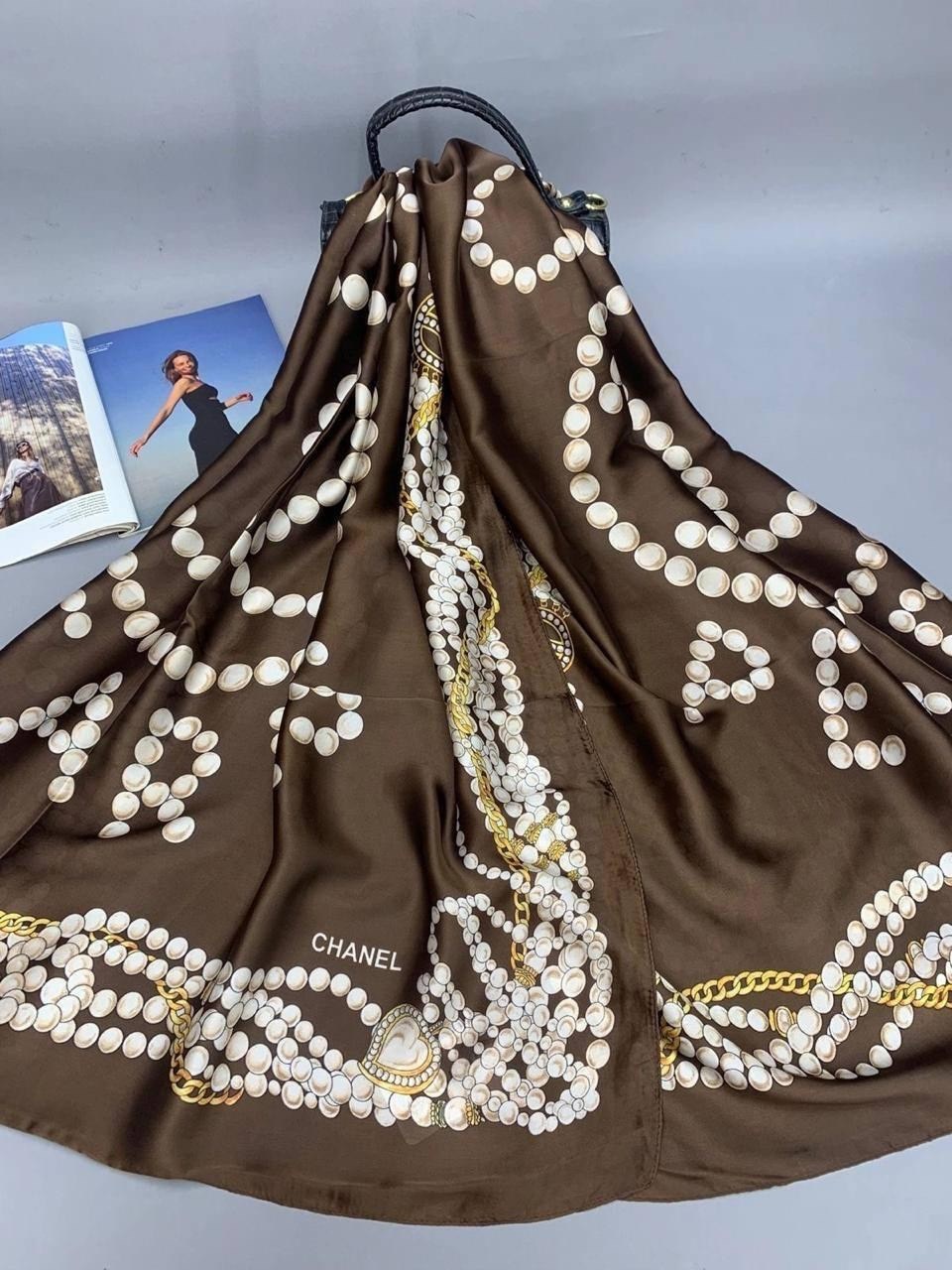 шарф шанель,шарф chanel,платок chanel,брендовый женский палантин louis vuitton,шарф шелковый