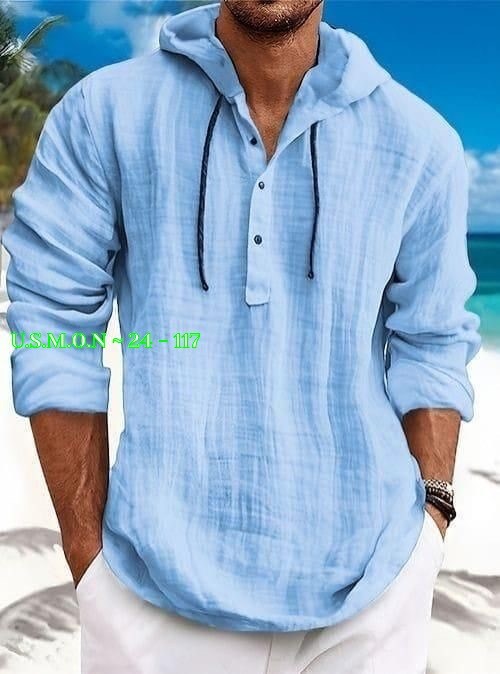 рубашка льняная мужская,рубашка мужская с капюшоном,мужская повседневная рубашка,рубашка с капюшоном,льняные рубашки