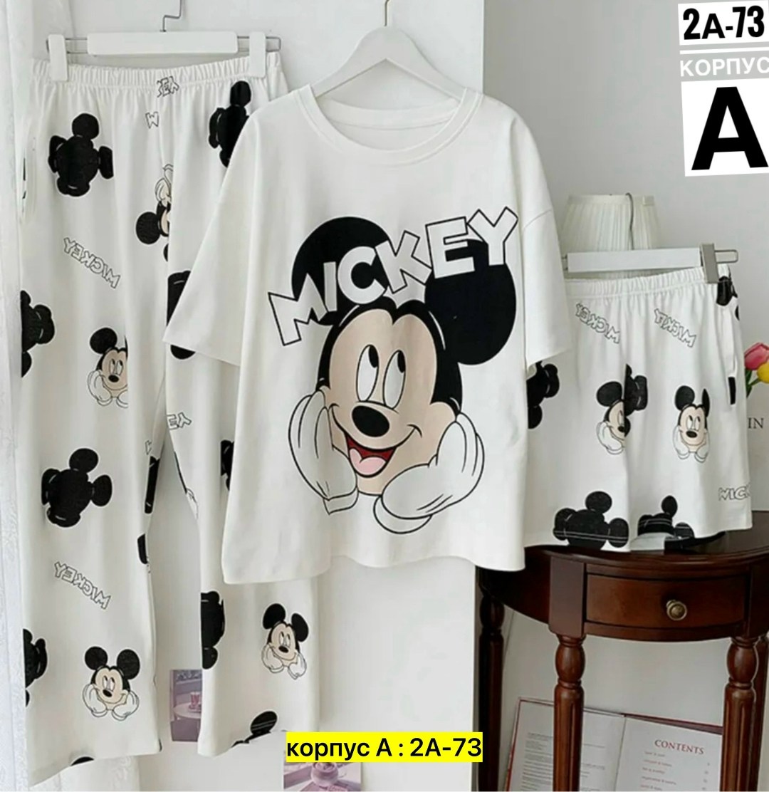 пижама комплект 3 в 1,комплект пижама,микки пижама тройка,пижама женская комплект,пижама микки маус