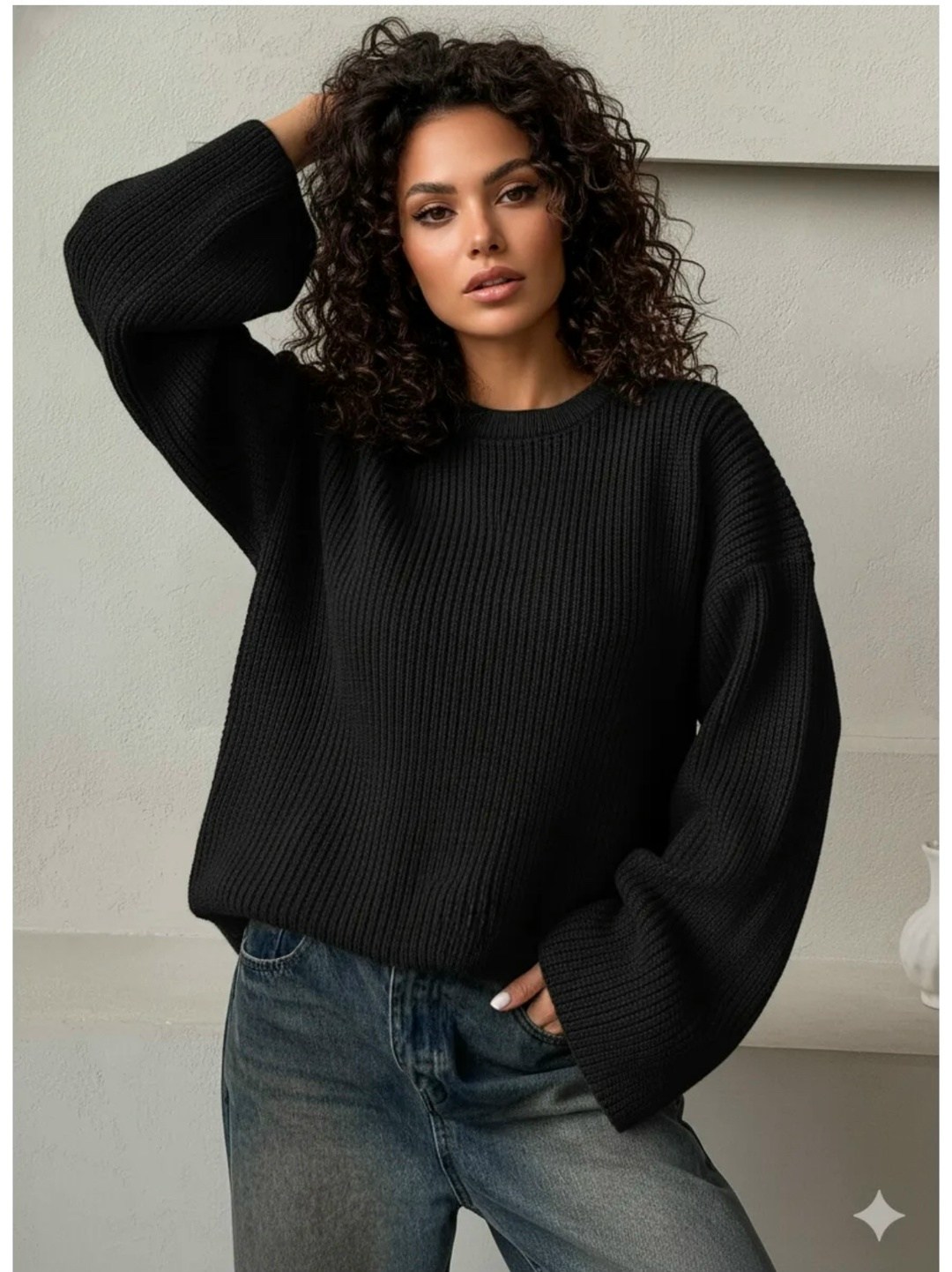 джемпер вязаный оверсайз,свитер оверсайз вязаный beruchi,свитер женский,свитер вязаный оверсайз,свитер женский кофта оверсайз укороченный вязаный черный