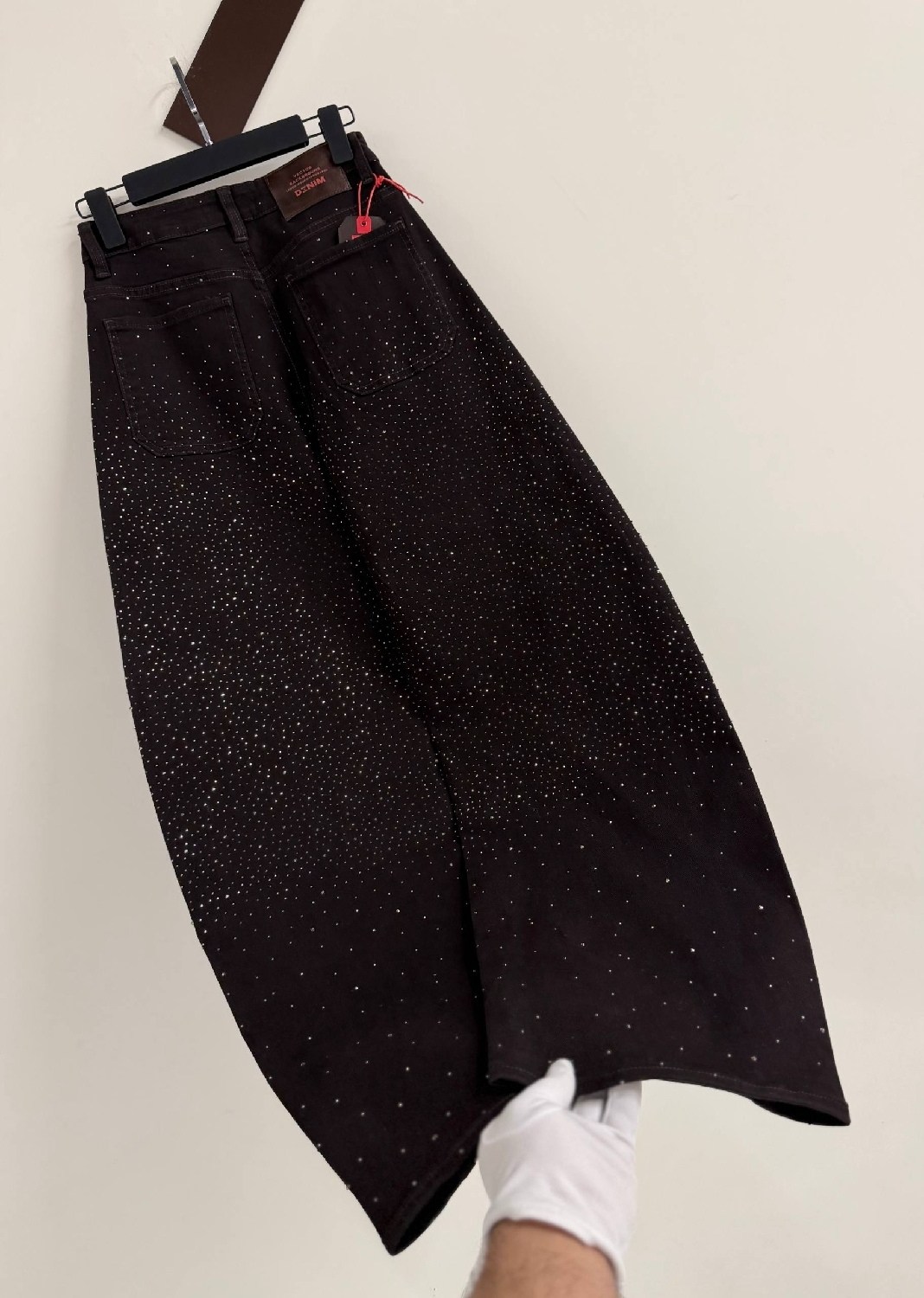 джинсы со стразами,джинсы mango со стразами,женские джинсы со стразами,джинсы женские,джинсы широкого кроя со стразами, коричневый