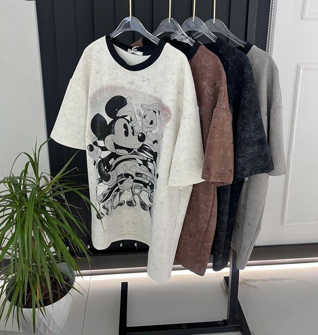 стильная одежда,футболка женская оверсайз варенка мики маус стразы,футболка оверсайз,модные стильные