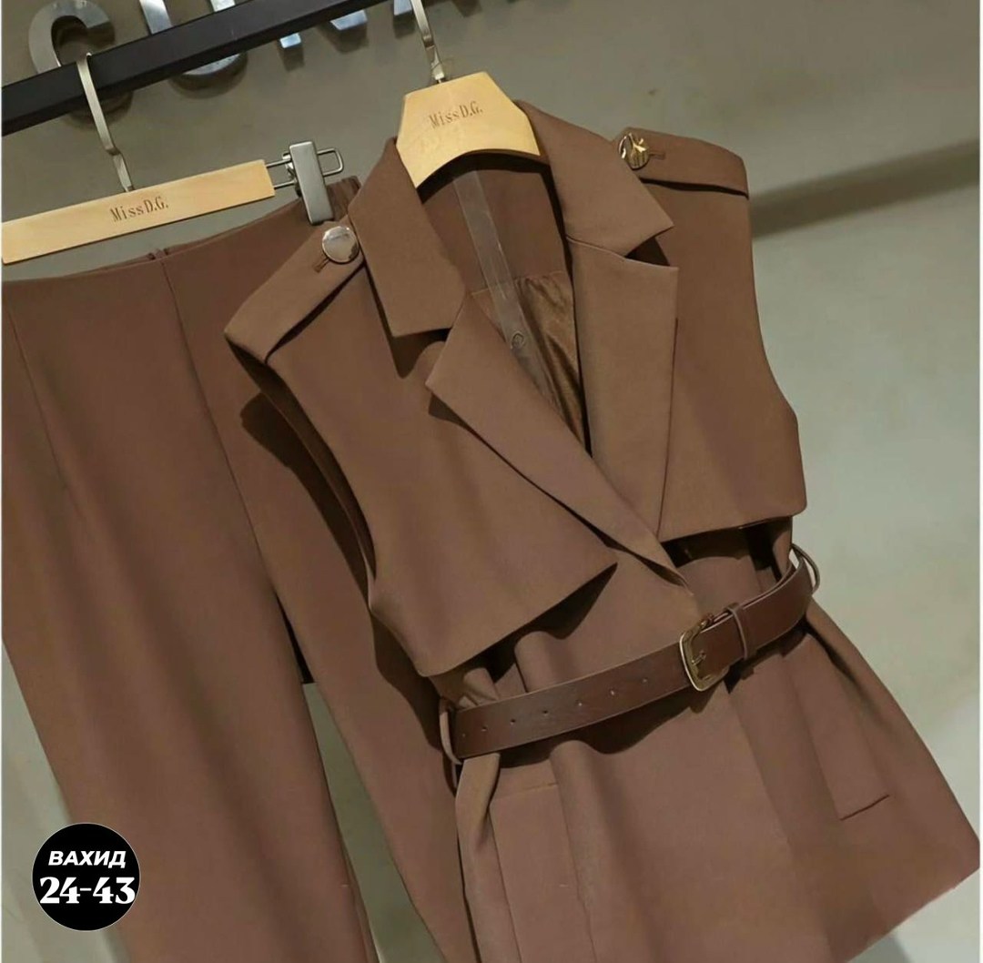 женский костюмный пиджак с отложным воротником,костюм тройка: пиджак + брюки + кофта,костюм тройка,женский пиджак с поясом,костюм из текстиля жакет и брюки с ремнем amuar 1032 коричневый