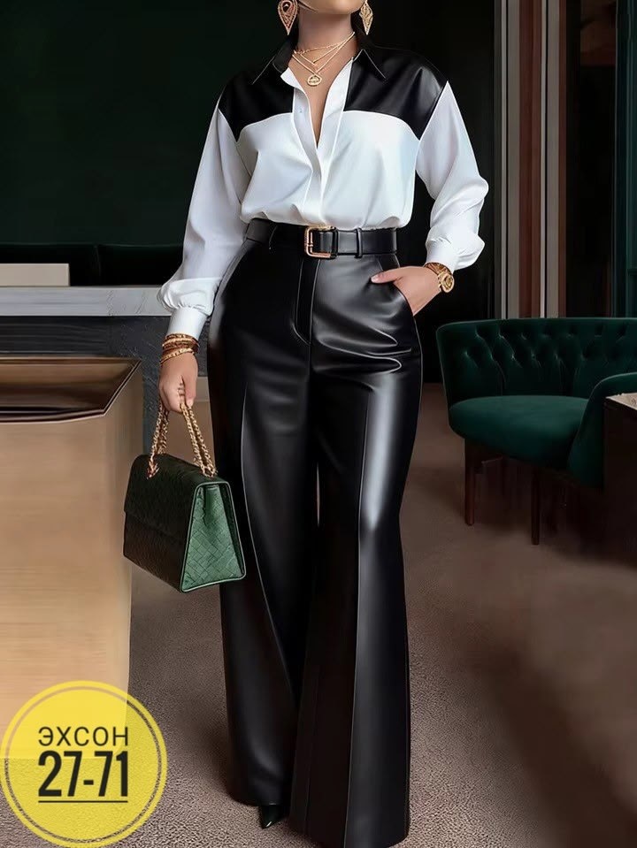 кожаные штаны,элегантные брюки,брюки классические,кожаные широкие брюки,брюки модные