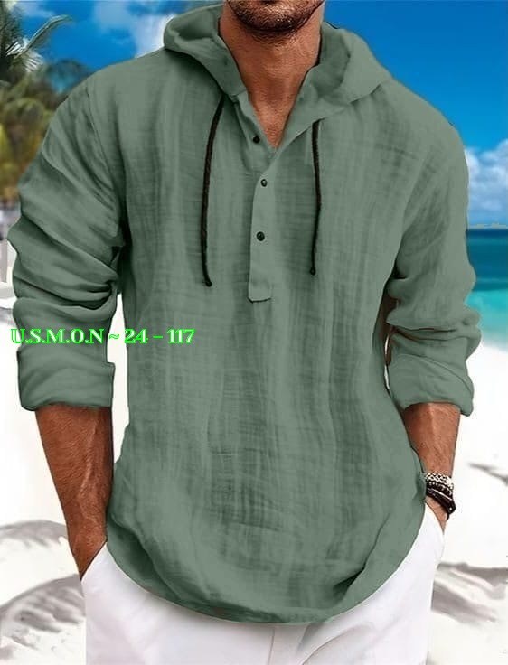рубашка льняная мужская,рубашка мужская с капюшоном,мужская повседневная рубашка,рубашка с капюшоном,льняные рубашки