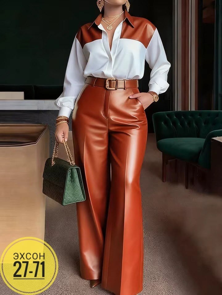 кожаные штаны,элегантные брюки,брюки классические,кожаные широкие брюки,брюки модные