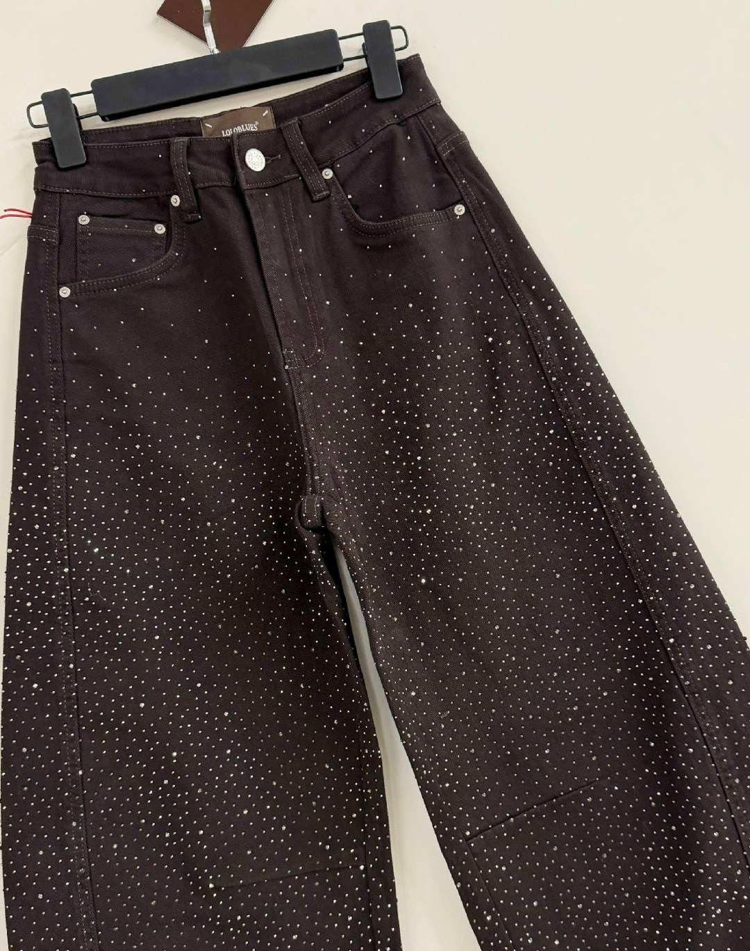 джинсы со стразами,джинсы mango со стразами,женские джинсы со стразами,джинсы женские,джинсы широкого кроя со стразами, коричневый