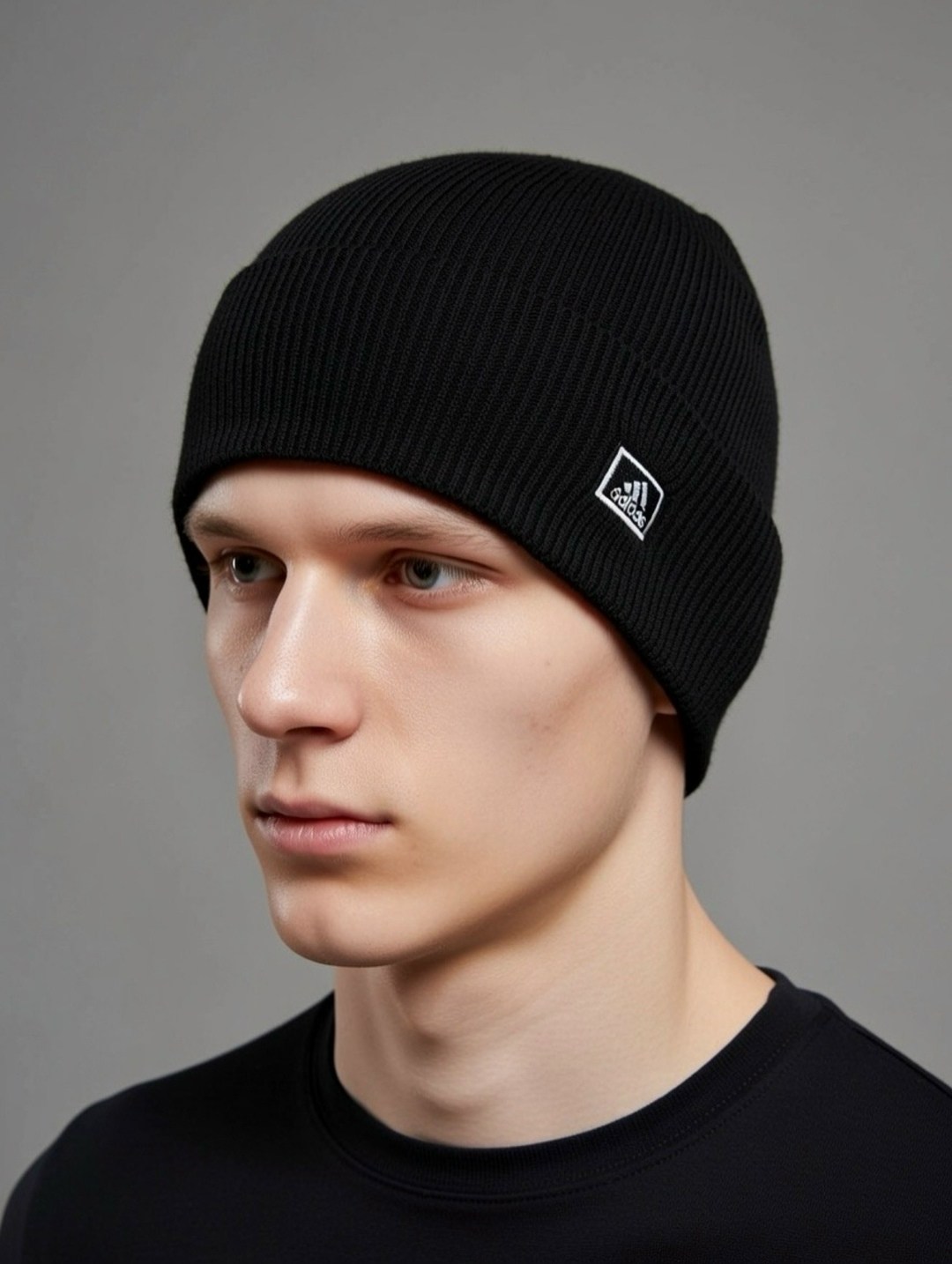 шапка мужская,шапка,шапка бини,шапка демисезонная,шапка серая